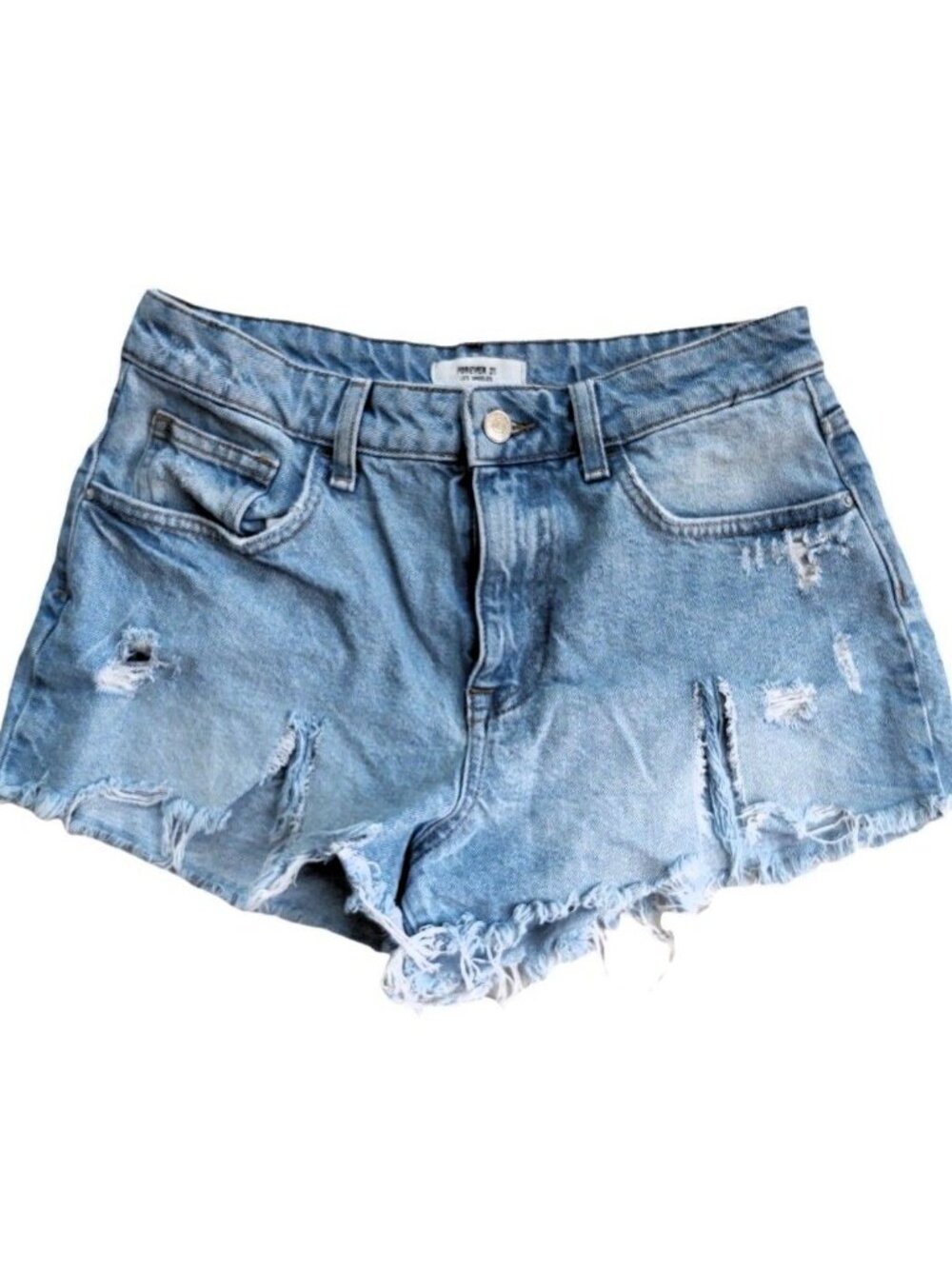 Forever 21 Distressed Cut Off Jean Shorts Size 28 Hi Rise Denim Festival Summer